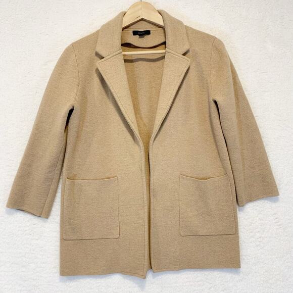 J. Crew Sophie Open Front Merino Wool Blend Sweater Blazer Womens XS Tan Camel - Picture 2 of 8